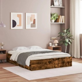 Estrutura de cama c/ gavetas derivados madeira carvalho fumado