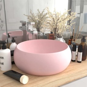 vidaXL Lavatório luxuoso redondo 40x15 cm cerâmica rosa mate