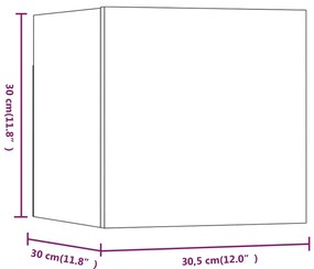 Móveis para TV de parede 8 pcs 30,5x30x30 cm cinzento sonoma