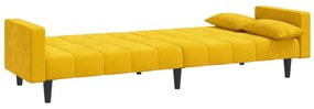 Sofá-cama 2 lugares com duas almofadas veludo amarelo