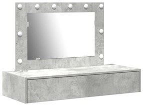 Mesa de Maquilhagem Suspensa  com Luzes LED em Cinza Betão