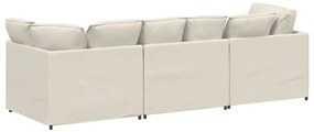 Sofá modular com almofadas veludo creme
