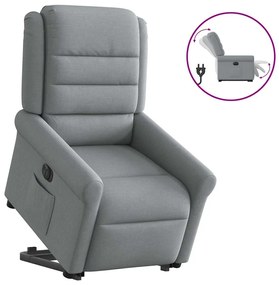 vidaXL Poltrona reclinável elevatória elétrica tecido cinzento-claro