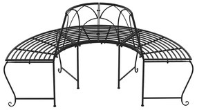 Banco de árvore semicircular 2 pcs Ø159 cm aço preto