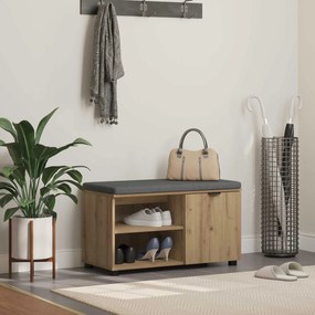 vidaXL Banco de Hall com almofada Carvalho Artesanal 80 x 38 x 46 cm