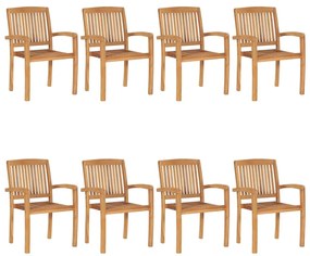Cadeiras de jardim empiháveis 8 pcs madeira teca maciça