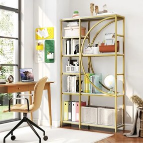 Estante de 6 níveis 100 x 30 x 177 cm com prateleiras de armazenamento abertas Branca e dourado