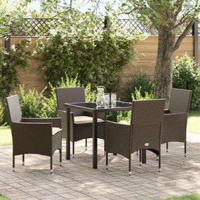 vidaXL Conjunto de Jantar para Jardim com 5 Peças e Almofadas Castanho Rattan Poliéster