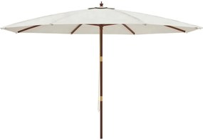 Guarda-sol de jardim com poste de madeira 400x273 cm cor areia