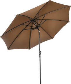 Outsunny Guarda-sol Manivela Teto Inclinável 8 Hastes Metal Proteção UV Resistente Vento Pátio Varanda Exterior Ø300x240cm Marrom | Aosom Portugal
