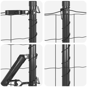 Cerca Euro com 7 Postes de Espinho 0.4x10 m Aço Galvanizado Cinza