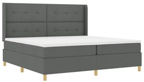 Cama Box com Colchão &amp; LED vidaXL Cinza Escuro 200x200 cm Tecido