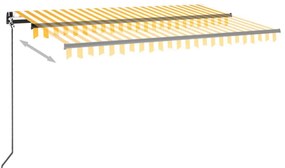 Toldo retrátil manual 450x300 cm amarelo e branco