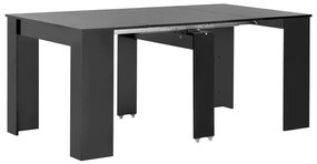 Mesa de jantar extensível 175x90x75 cm preto brilhante