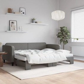 vidaXL Sofá-cama c/ gavetão e colchões 90x190cm tecido cinzento-escuro