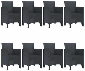Conjunto de Jantar para Jardim 9 pcs Antracite Polipropileno