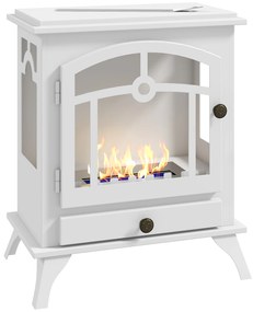 Lareira de Bioetanol com Depósito de 1,2 L e Extinguidor de Aço Inoxidável Tempo de Combustão 3H 45x28x54 cm Branco