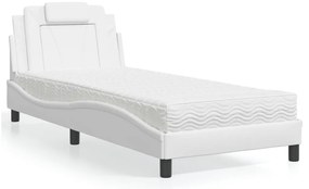 Cama com colchão 90x200 cm couro artificial branco