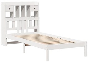 Cama com estante sem colchão 90x200 cm pinho maciço branco