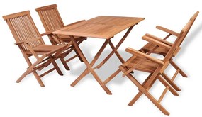 vidaXL 5 pcs conjunto jantar dobrável p/ exterior madeira teca maciça