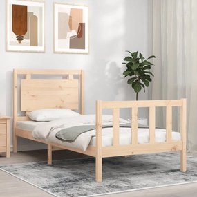 Estrutura de cama com cabeceira 90x200 cm madeira maciça