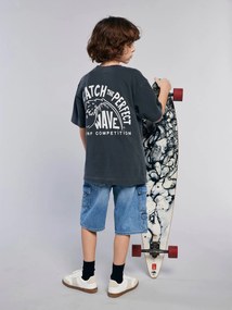 T-shirt com motivo à frente e atrás com efeito desbotado, JONEN antracite