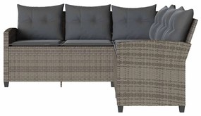 Sofá-sofá em forma de L com almofadas vime PE cinza