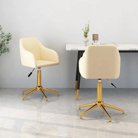 vidaXL Cadeiras de jantar giratórias 2 pcs veludo cor creme