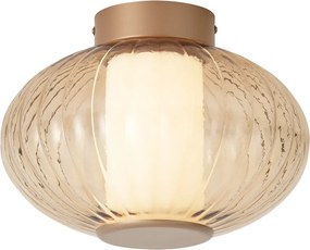 Candeeiro de Teto de Design Latão 28cm com Vidro Âmbar Incl. LED Dimerizável em 3 Níveis - Margherite