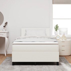 Cama Box Spring com Colchão Creme 120x200 cm Tecido de Veludo Cotelê