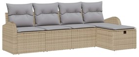 vidaXL Conjunto de Sofás com almofada 5 pcs Bege e Cinza Claro vime PE