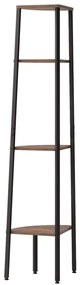 Estante canto 4 prat. 45,5x31,5x150 cm castanho-escuro/preto