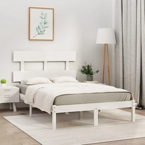 3104644 vidaXL Estrutura de cama dupla pequena 120x190cm madeira maciço branco