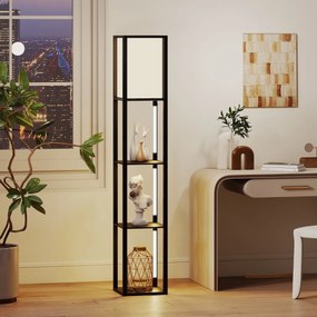 Candeeiro de pé com 3 níveis, LED com brilho ajustável em 3 níveis para sala de estar ou quarto 29 x 29 x 163 cm Preto
