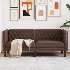 Sofá chesterfield 2 lugares couro artificial castanho