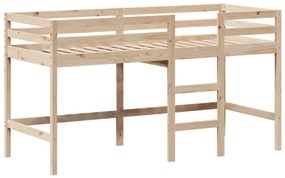 Cama alta c/ escada e telhado 80x200 cm pinho maciço