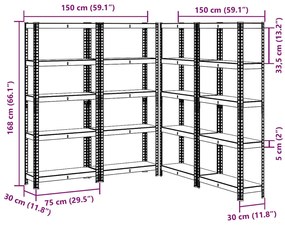 Prateleiras de armazenamento de 5 camadas 4 pcs aço antracite