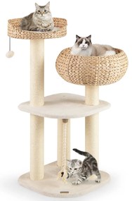 Árvore para gatos de vários níveis de 197 cm, torre para brincar e descansar - branco creme