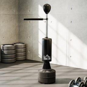 Punching Ball de Boxe com Altura Ajustável com Barra Giratória 360° e Base Preenchida 88x48x155-205 cm Preto