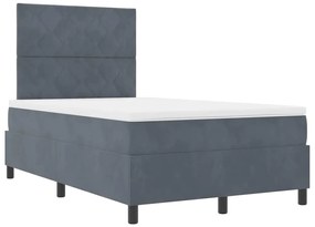 Cama Box com Colchão vidaXL Cinza Escuro Casal Pequeno Veludo