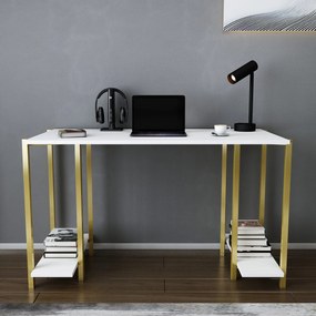 Secretária Academy – Branco Dourado – 125,2 x 60 x 73,8 cm