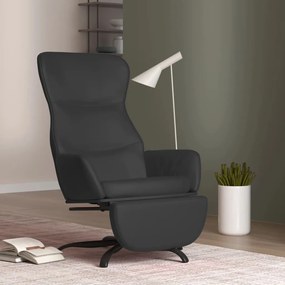 vidaXL Cadeira de descanso com apoio de pés couro artificial preto