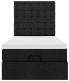 Estrutura de cama otomana com colchão 100x200cm tecido preto
