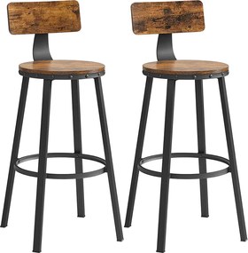 Conjunto de 2 bancos de bar 54 x 99 cm com design industrial castanho vintage-preto