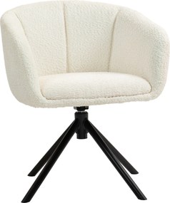 HOMCOM Poltrona para Sala Giratória 360° Assento Acolchoado 58,5x59x78,5 cm Creme | Aosom Portugal