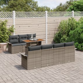 Conjunto de Sofás de Jardim vidaXL 8 Peças com Almofadas Cinza Vime PE