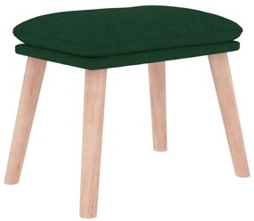Cadeira de descanso com banco p/ pés tecido verde-escuro