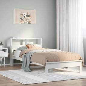 Cama com estante sem colchão 90x190 cm pinho maciço branco