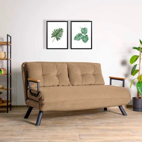 Sofá-Cama de 2 Lugares Sando – Castanho Claro – 175 cm x 133 cm