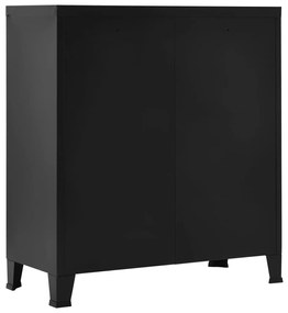 Aparador de arrumação industrial 90x40x100 cm aço preto